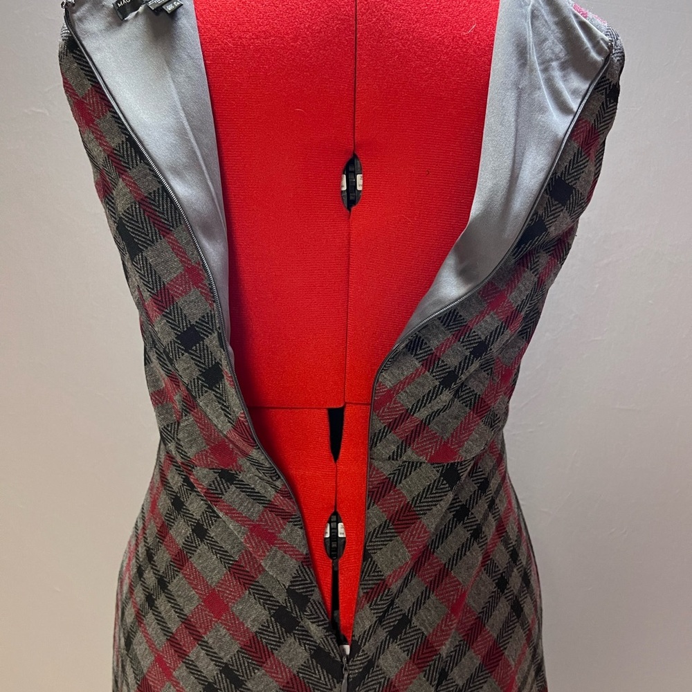 Maggy London Red and Gray Plaid Midi Dress - Picture 5 of 7